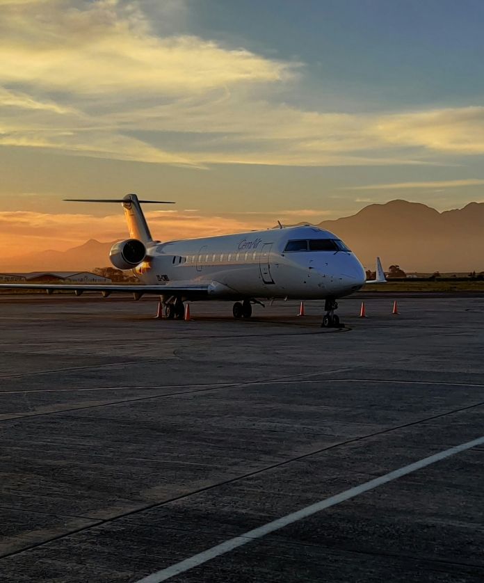 a plane on a runway